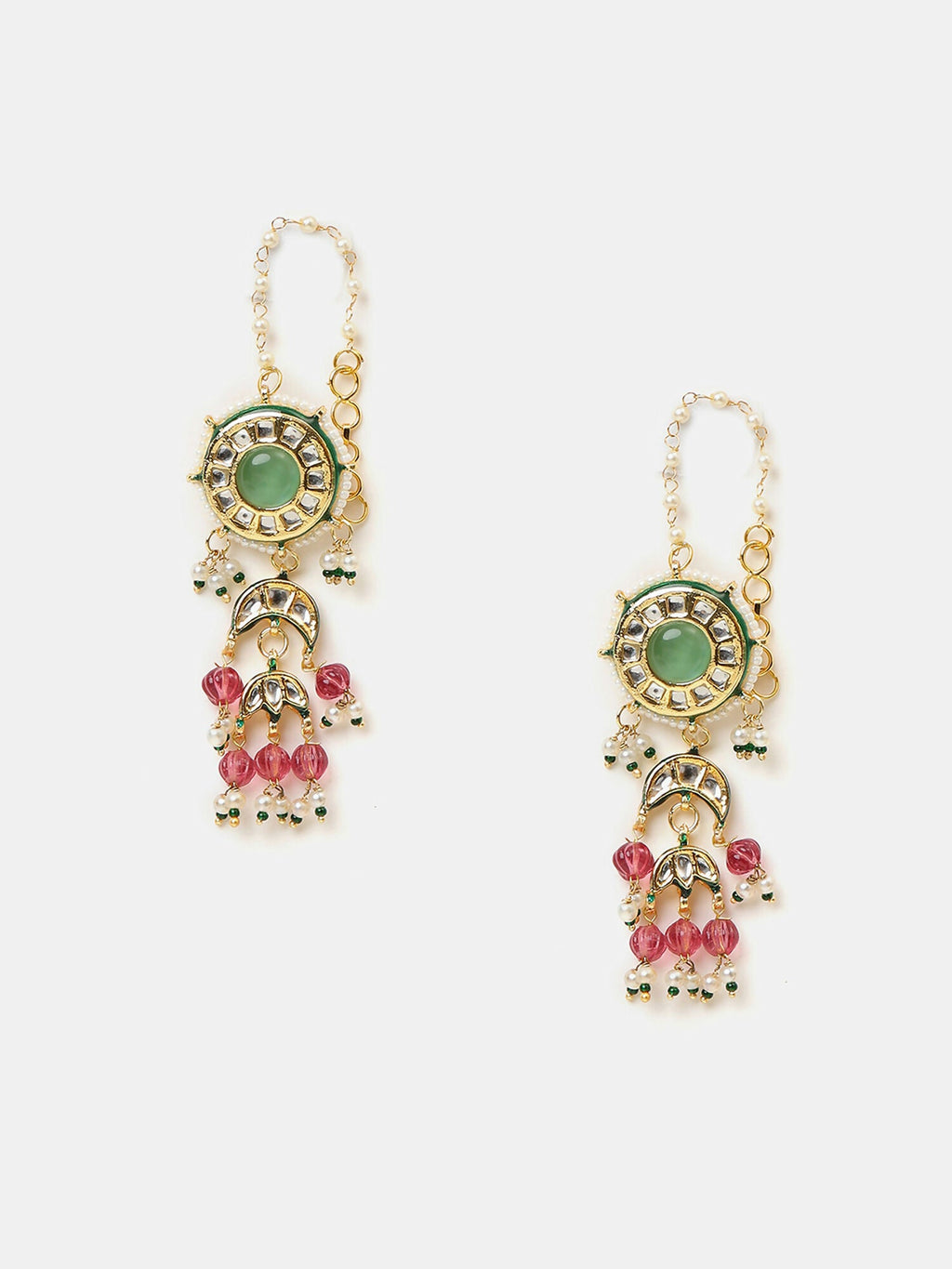 Ruby Raang Kundan Emerald Bloom Necklace With Matching Earrings | Grocsy