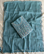 KC Beautiful Sky Blue Chiffon Silk Hand Embroidery Suit For Women | Grocsy