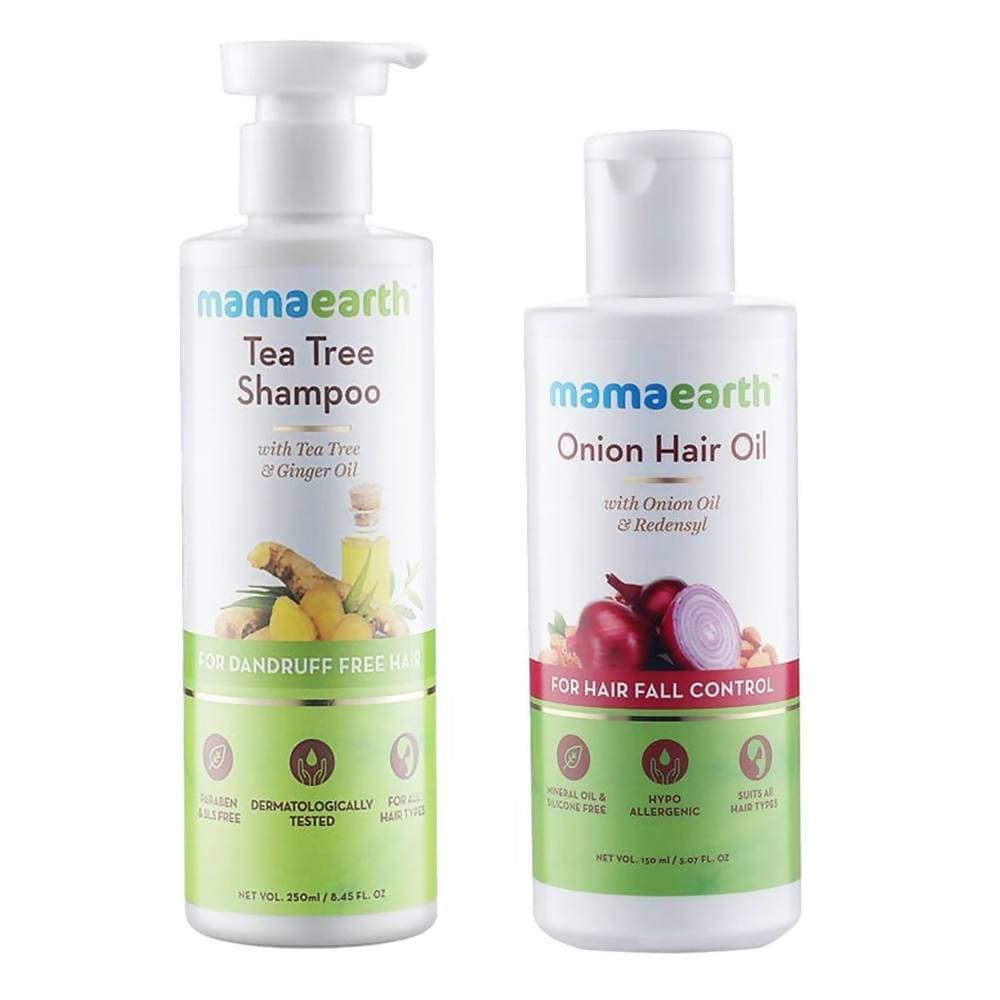 Mamaearth Tea Tree Shampoo & Onion Hair Oil | Grocsy
