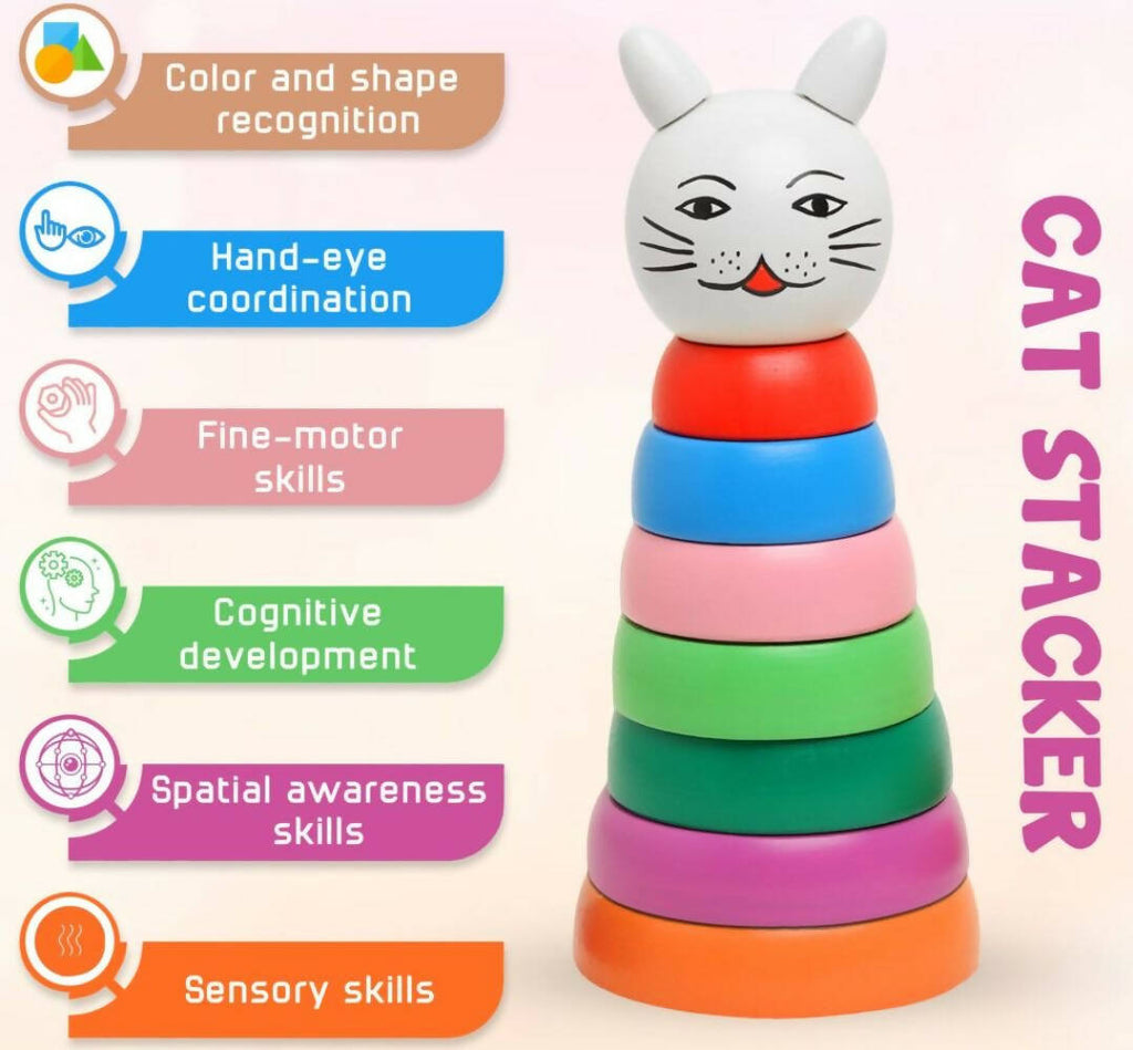 Matoyi Wooden Rainbow Cat Stacker | Grocsy
