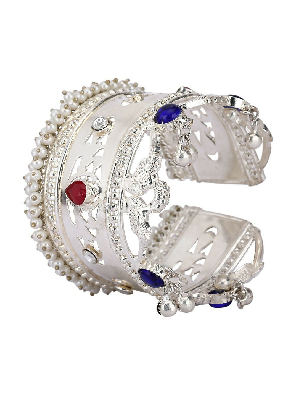 Joban Fashion Women Multicolor Stones Silver Tone Bangle | Grocsy