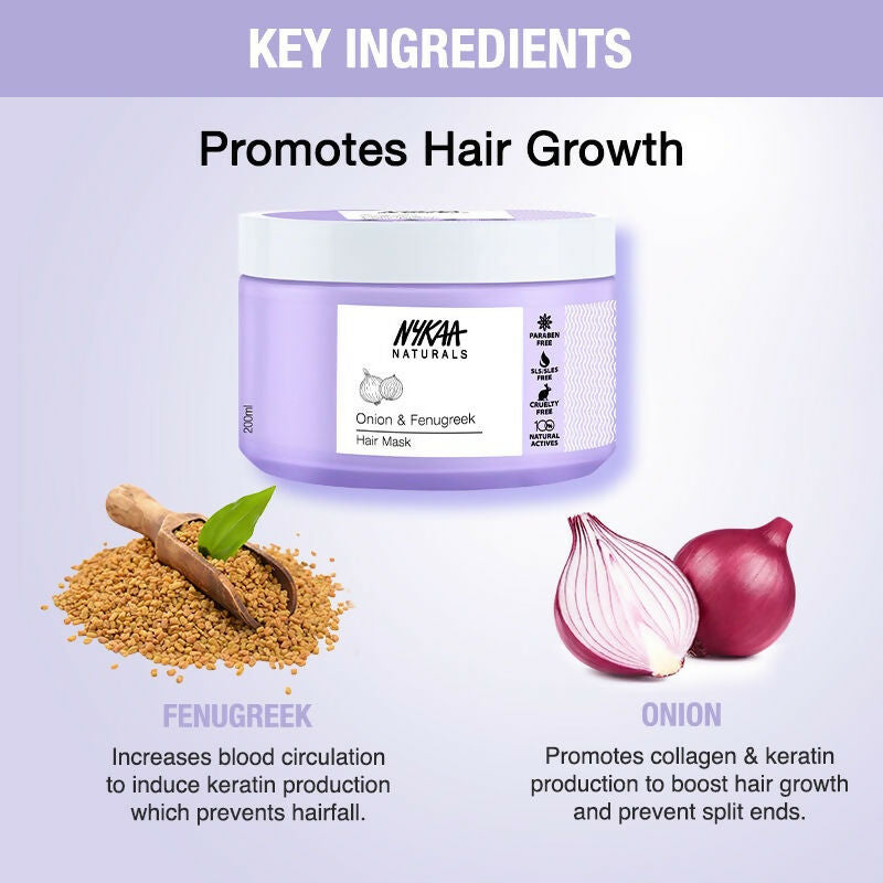 Nykaa Naturals Anti-Hair Fall Sulphate-Free Hair Mask With Onion & Fenugreek | Grocsy