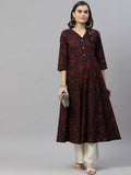 Miravan Women's Anarkalis Pure Cotton Floral Print Anarkali Kurta | Grocsy