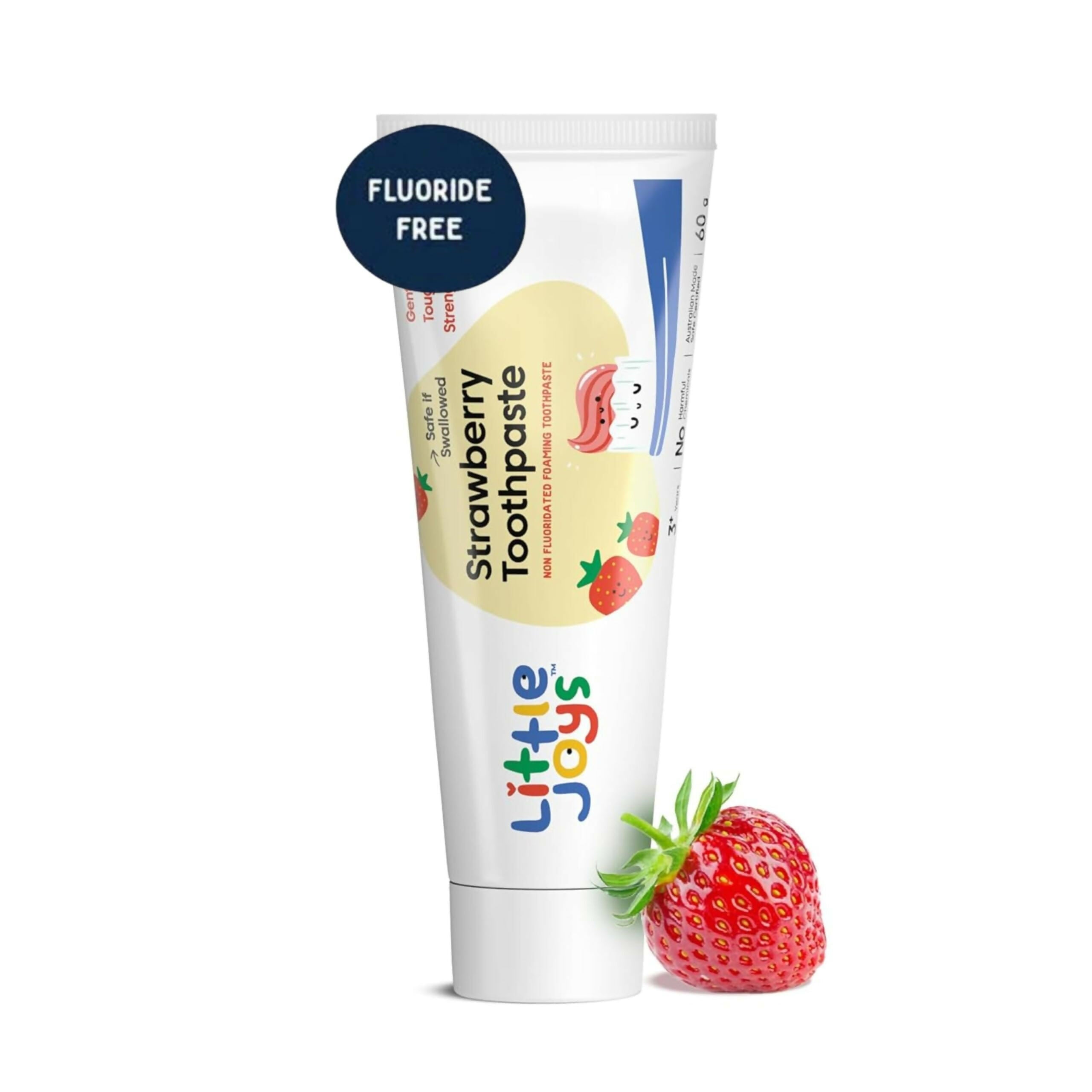 Little Joys Joys Strawberry Flavour Toothpaste For Kids (2-5 Yrs) Strengthens Gums & Whitens Teeth | Grocsy