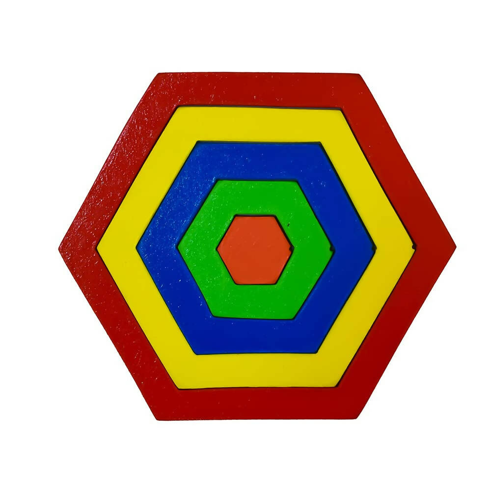 iLearnngrow Hexagon puzzle - Size and Shape Sorter Fun Activity for Your Kids Wooden Toys for 2-12 years Unisex Kids I hexagon puzzle for kids | Grocsy