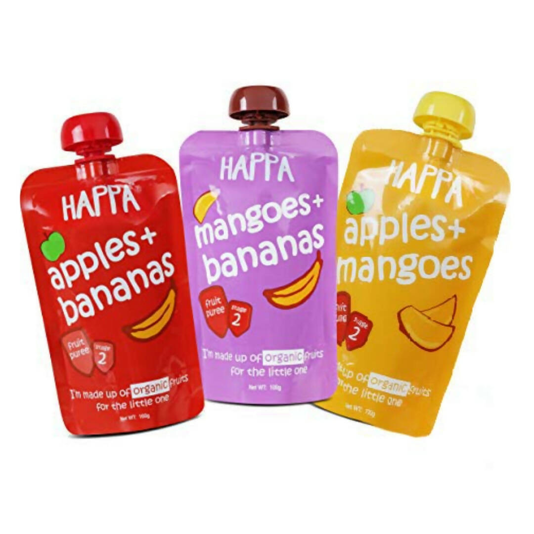 Happa Organic Food for Little one Fruit Puree Stage 2 Combo | Grocsy