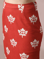 Myshka Women's Rust Printed Knee Length Party Embellished Skirts | Grocsy