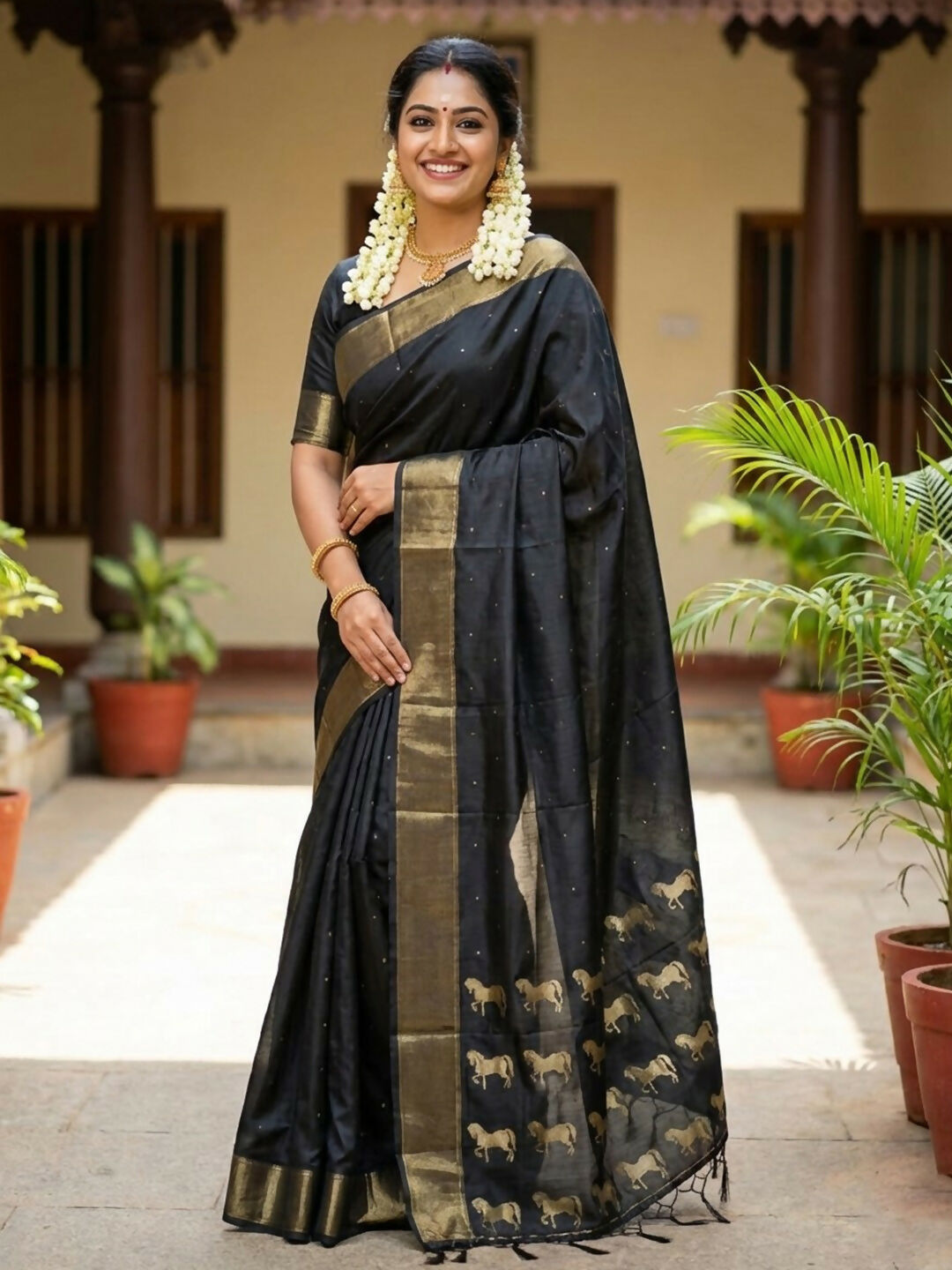 Shree Shyam Fashion Black Soft Silk Saree | Grocsy