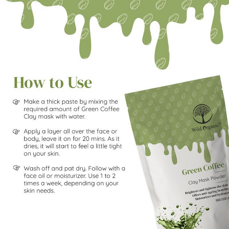 Wild Organic Green Coffee Clay Mask Powder | Grocsy