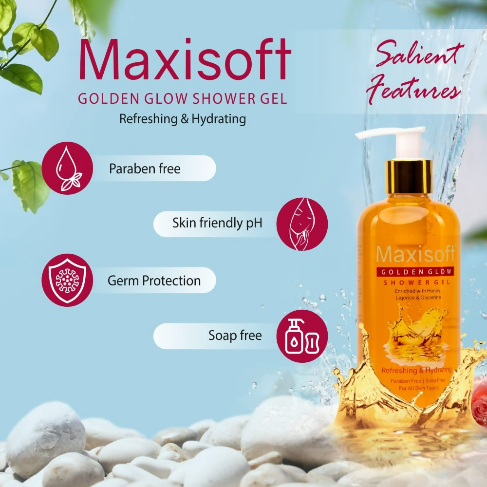 Maxisoft Golden Glow Shower Gel Refreshing & Hydrating pH Balanced | Grocsy