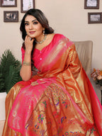 Aastha Fashion Orange Tissue Silk Weaving Saree | Grocsy