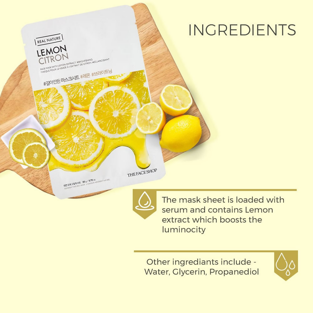The Face Shop Real Nature Lemon Face Mask - Korean Skincare | Grocsy