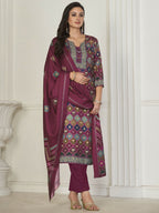 Jyoti Fashion Women's Multicolor Pashmina Digital Printed Kurta with Trouser & Dupatta | Grocsy