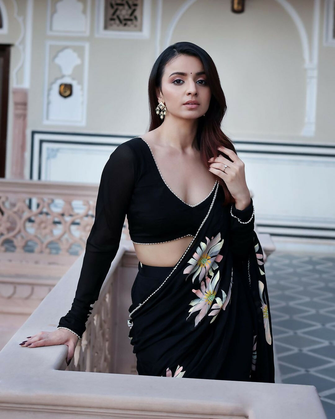 Exclusive Collection Black Party Wear Ruffle Georgette Saree | Grocsy