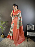 Joban Fashion Multi-Color Floral Digital Print Soft Lichi Silk Paithani Saree | Grocsy