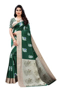 Vamika Green Printed Art Silk Saree | Grocsy