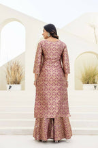 Teeya Creation Peach Viscose Jacquard Party Wear Designer Suit | Grocsy