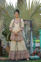 Juniper Women Cream Cambric Printed A-Line Tunic | Grocsy