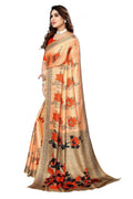 Vamika Orange Printed Art Silk Saree | Grocsy