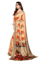 Vamika Orange Printed Art Silk Saree | Grocsy