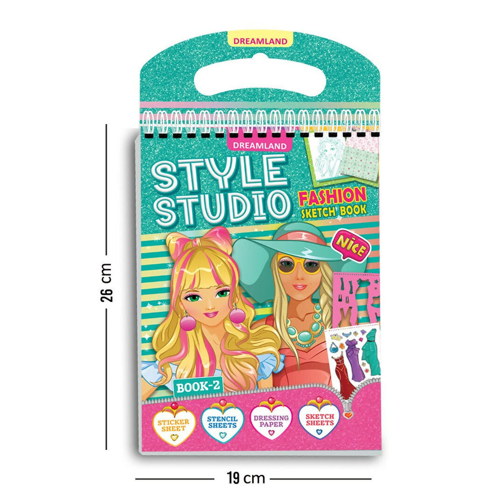 Dreamland Publications Style Studio Fashion Sketch Activity Book 2 for Girls Age 4-8 years | Grocsy