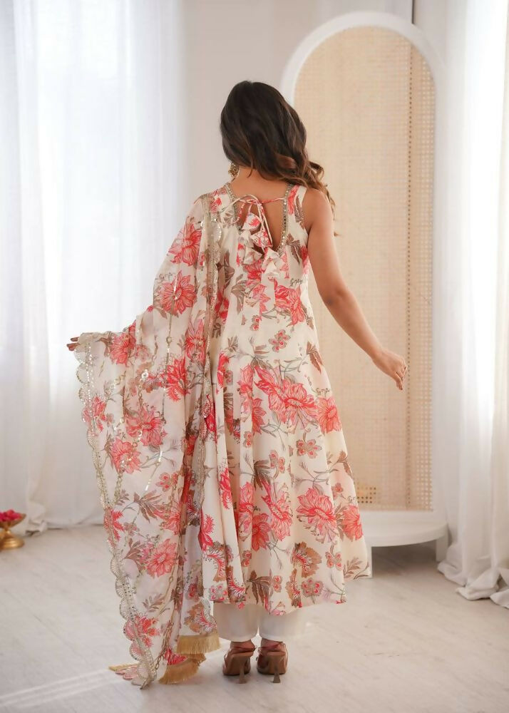 Teeya Creation Crea Pure Muslin Silk Digital Print Traditional Wear Long Gown | Grocsy
