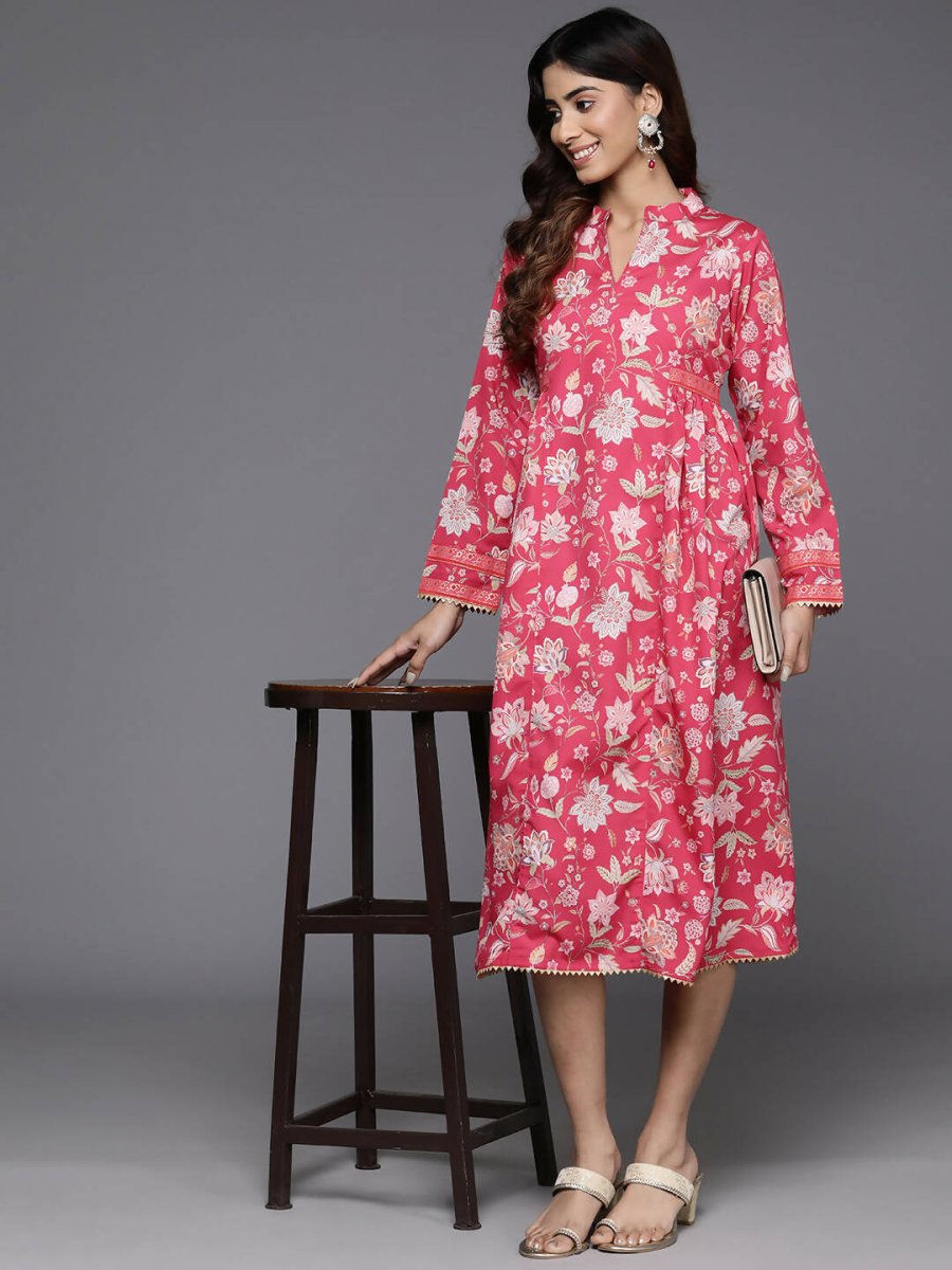 Ahalyaa Women's Traditional wear Dress - Pink | Grocsy