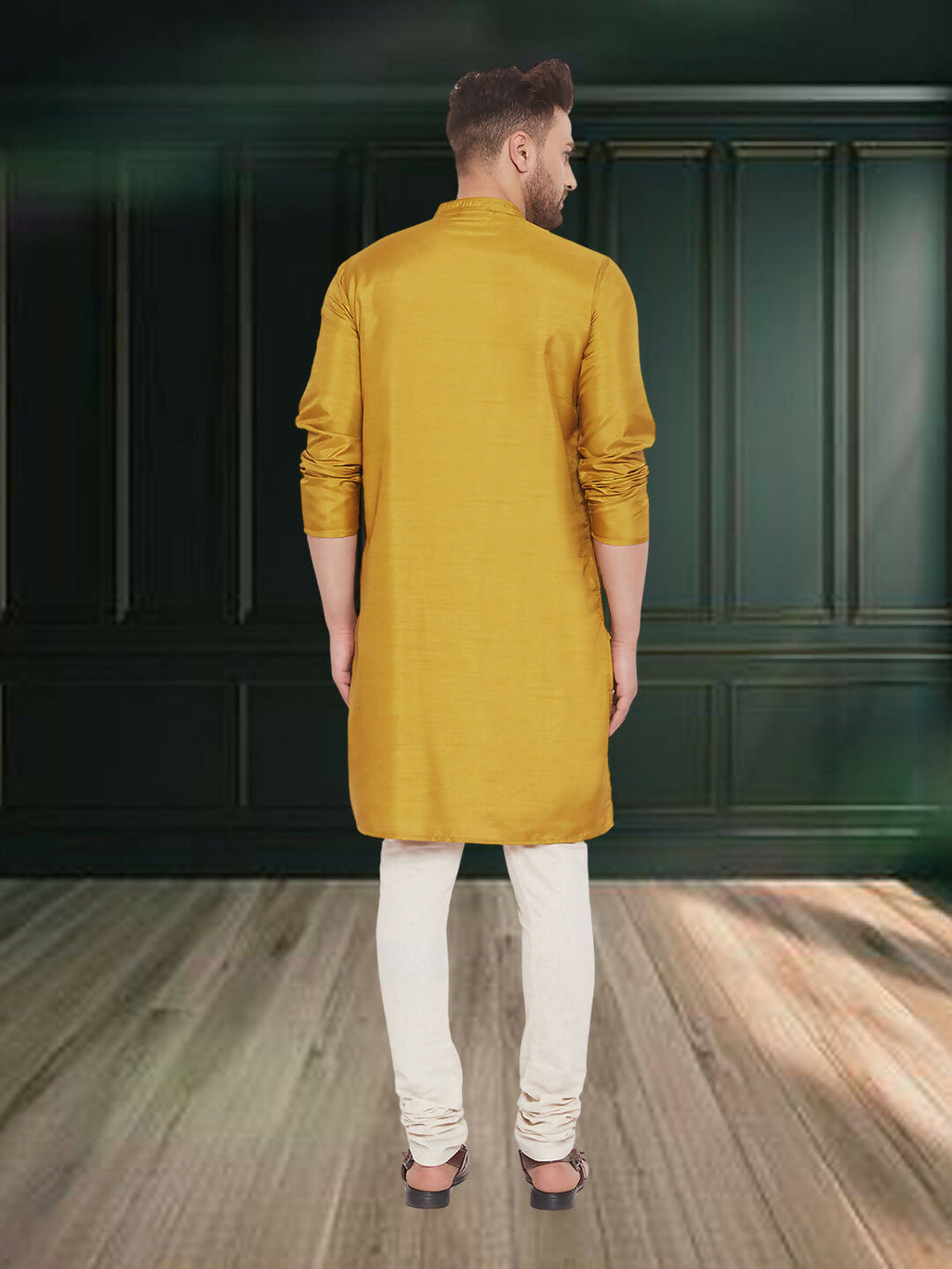 Even Apparels Men's Art Silk Beige Kurta | Grocsy