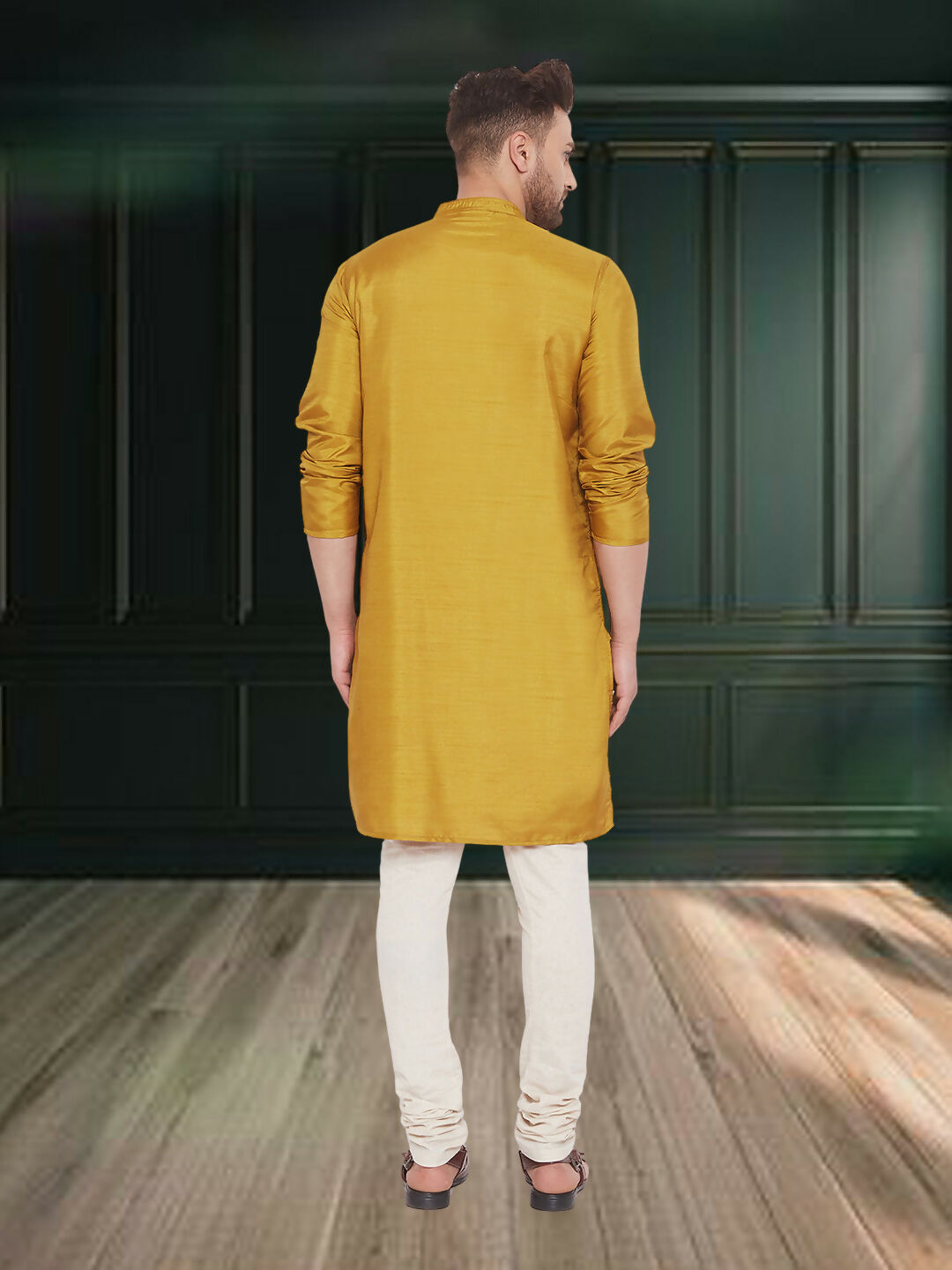 Even Apparels Men's Art Silk Beige Kurta | Grocsy