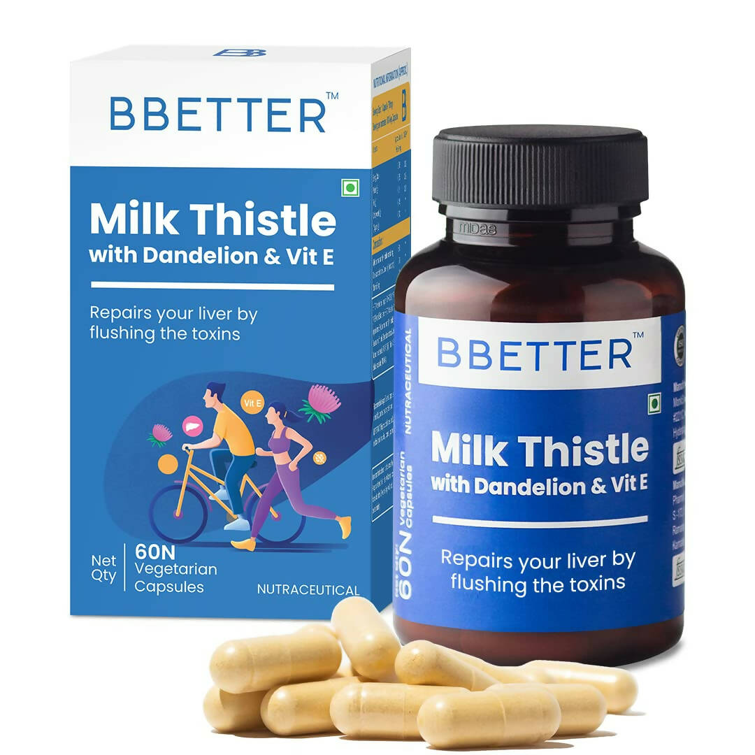 BBETTER Milk Thistle Liver Detox Capsules with Dandelion & Vitamin E | Grocsy