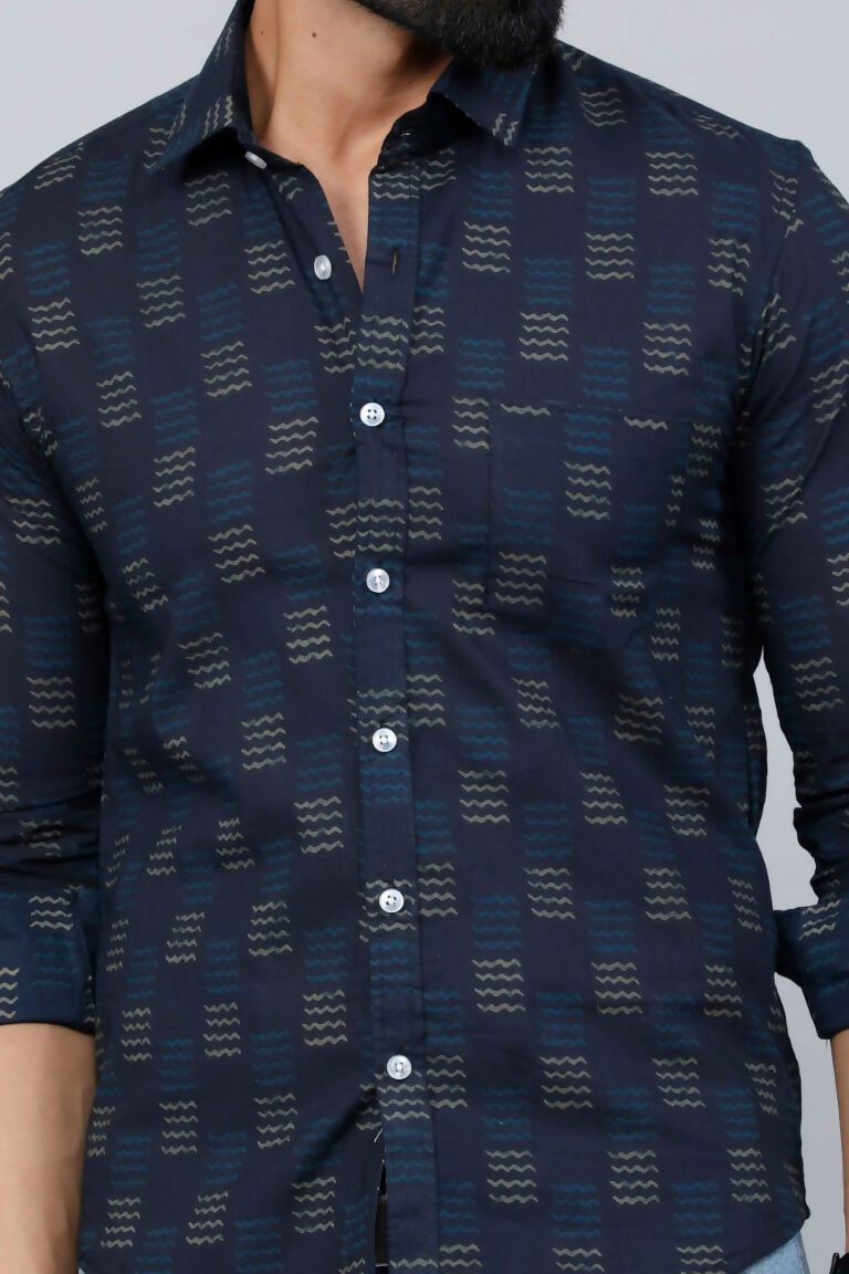 Miravan Men's Blue Spread Collar Floral Print Casual Shirt | Grocsy