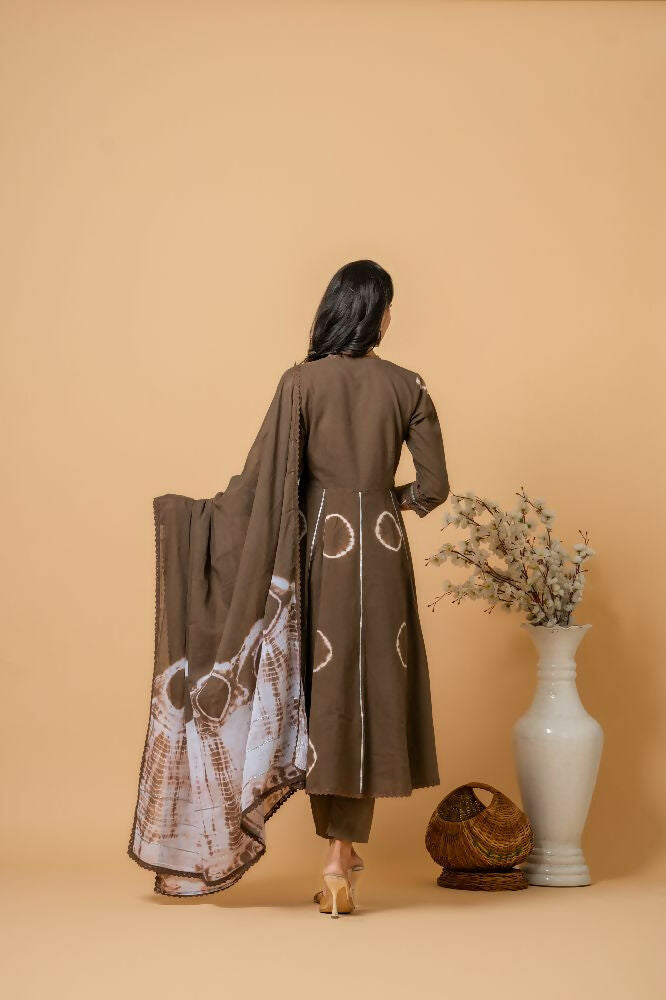 Joban Fashion Brown Tie & Dye Cotton Suit Set | Grocsy