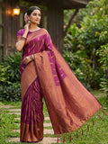 Shree Shyam Fashion Purple Silk Blend Saree | Grocsy