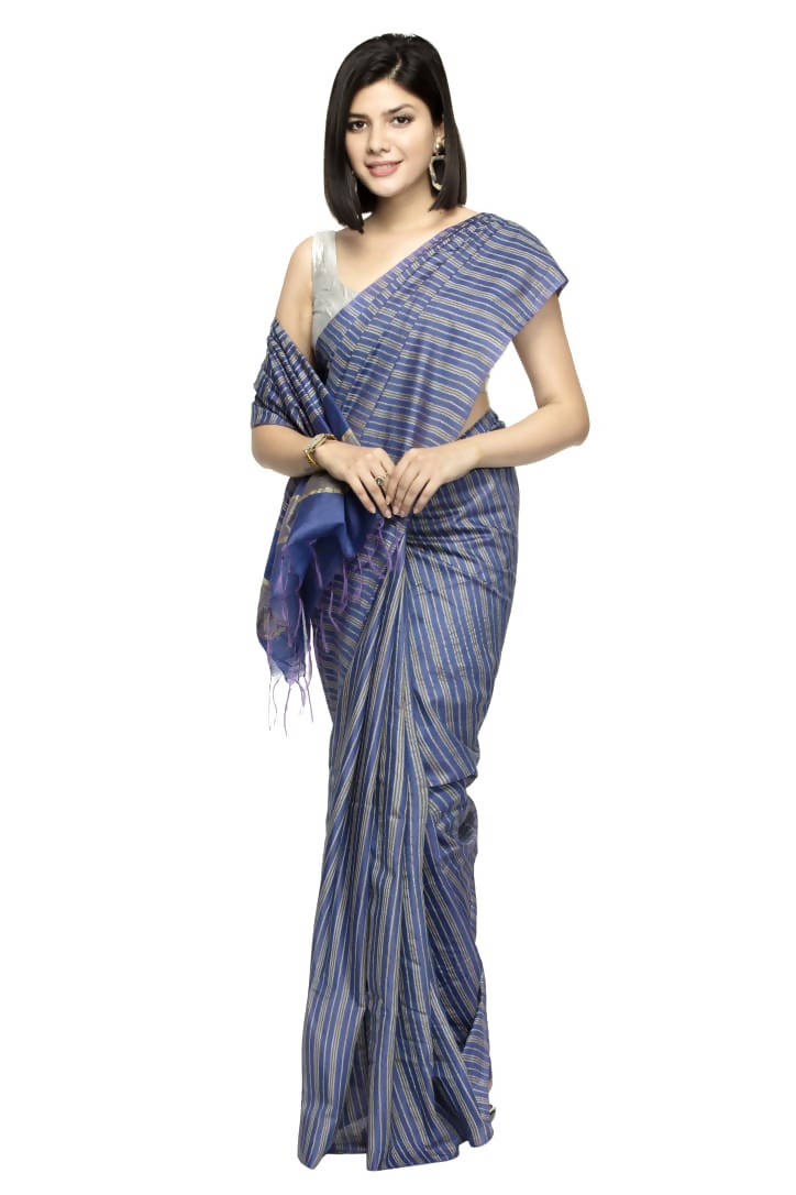 Mominos Fashion Royal Blue Color Bhagalpuri Saree | Grocsy
