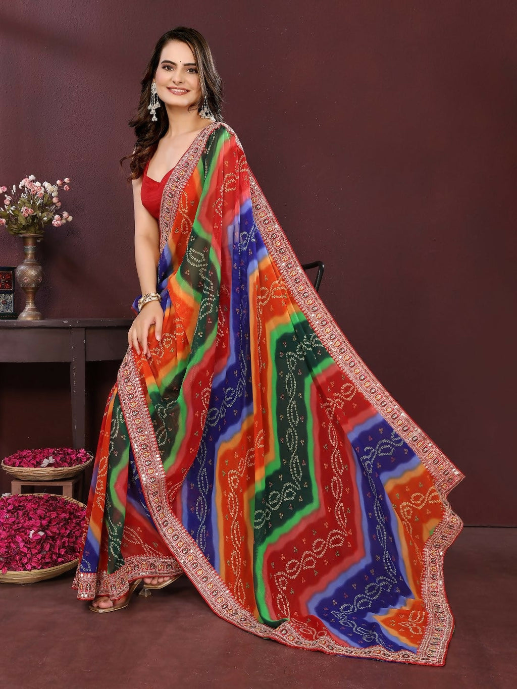 Ai Fashion Multi Georgette Digital Print Party Wear Saree | Grocsy