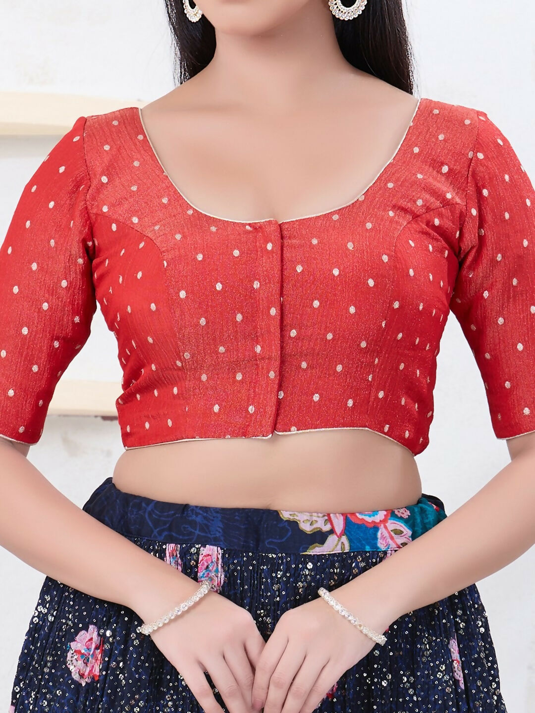 Joban Fashion Pink Tissue Elbow Sleeveless Front Open Blouse | Grocsy