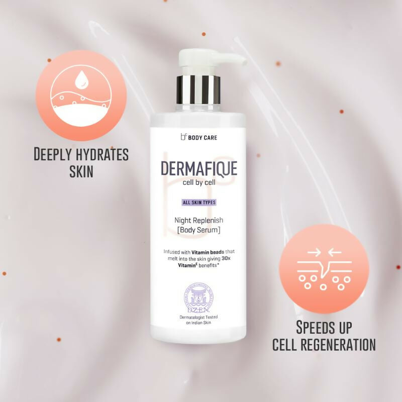 Dermafique Night Replenish Body Serum With 30X Vitamin E, Repairs Skin Cell Damage | Grocsy