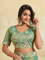 Teeya Creation New Stylish Trendy Party Wear Saree-Light_Green | Grocsy