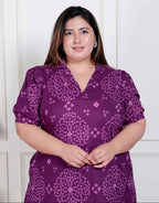 Miravan Plus Size Womens Purple Bandhani Printed A-Line Maxi Dress | Grocsy