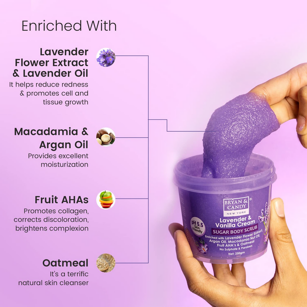 Bryan & Candy Lavender & Vanilla Cream Sugar Body Scrub | Grocsy