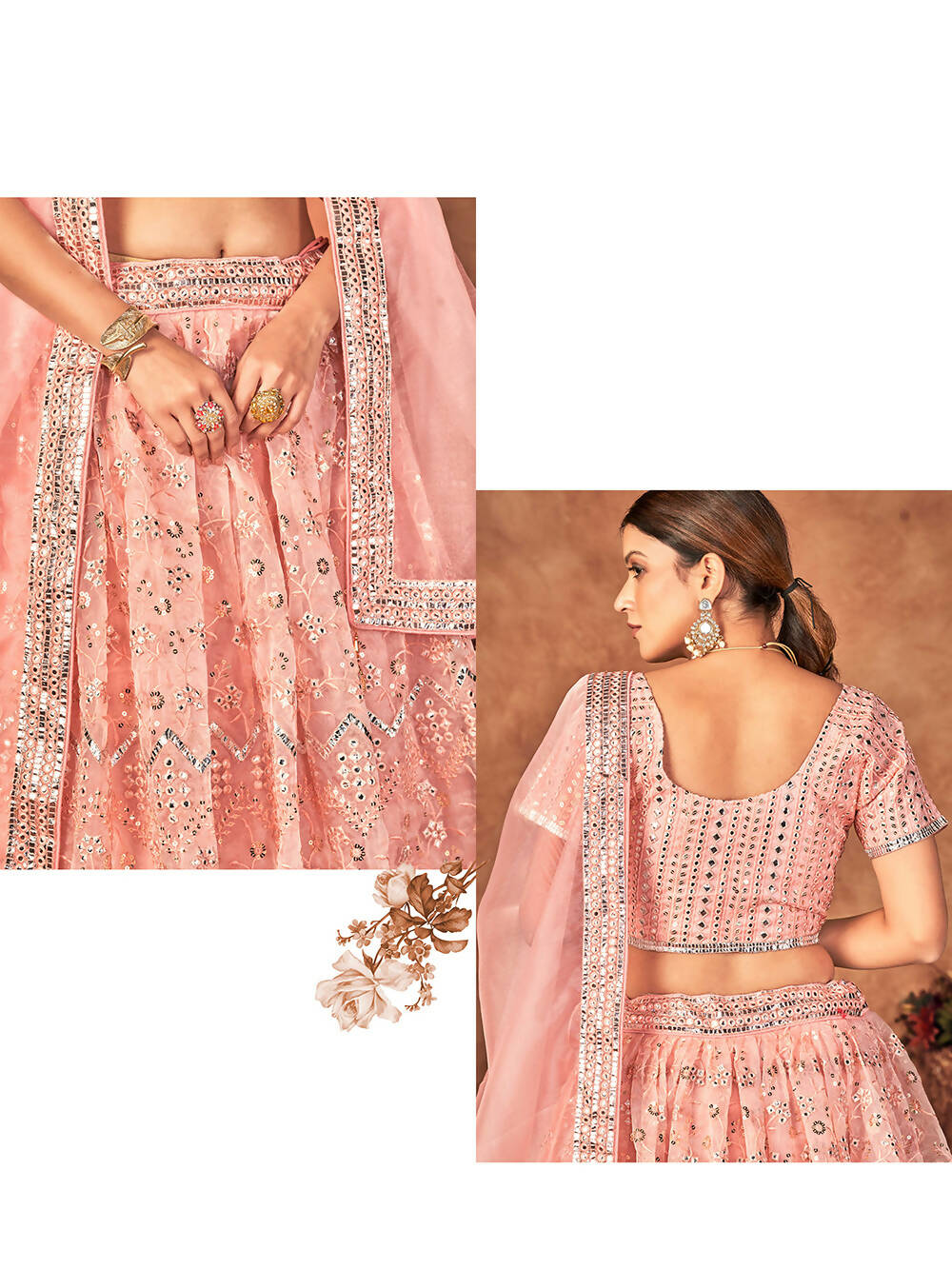 Wedding Designer Pink Organza lehengha Choli - Anbazaar | Grocsy