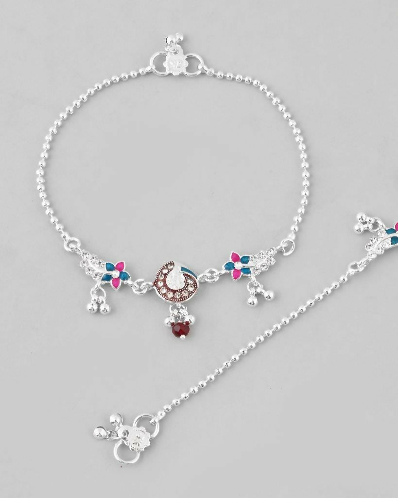 VOJ Set of 2 Traditional Stone Studded Anklet | Grocsy