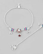 VOJ Set of 2 Traditional Stone Studded Anklet | Grocsy
