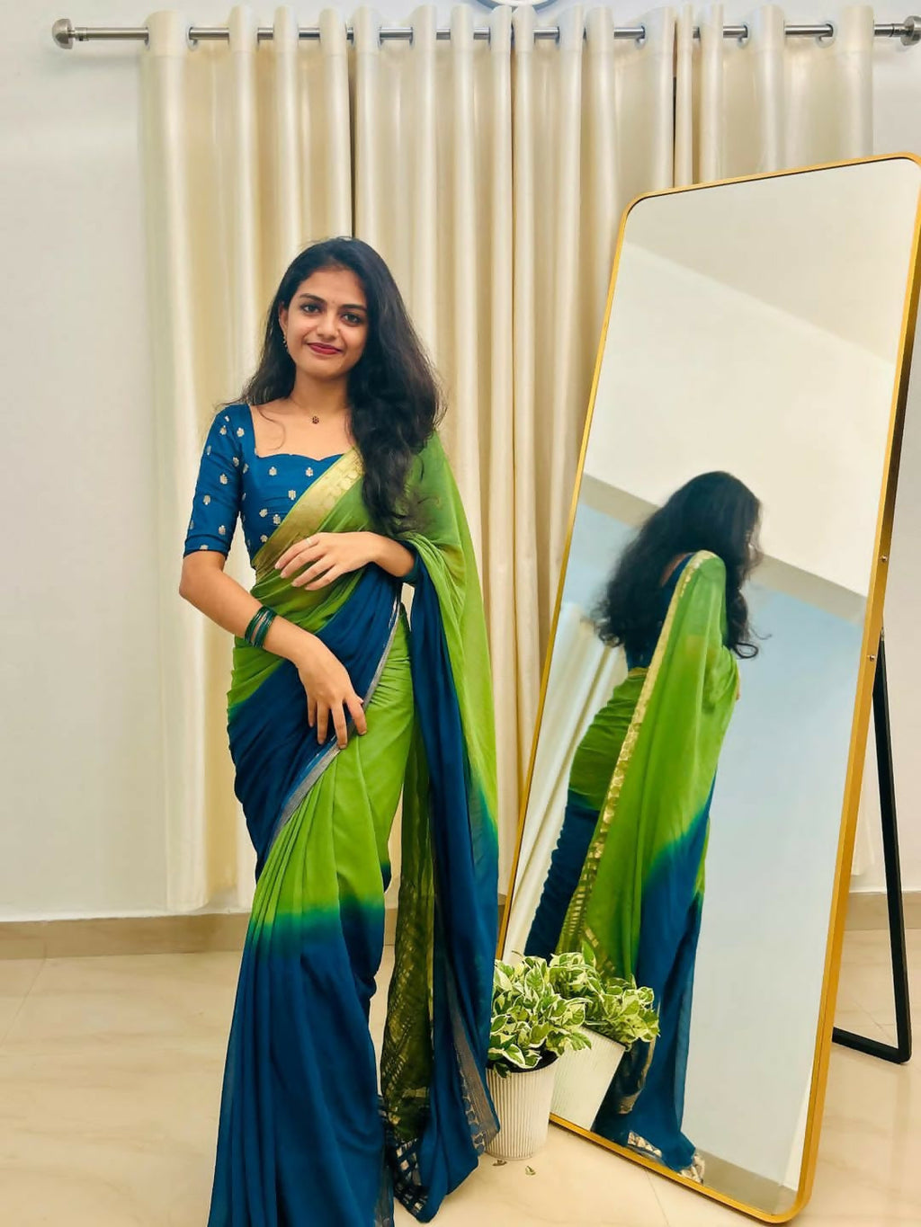 Exclusive Collection Green Party Wear Georgette Saree | Grocsy