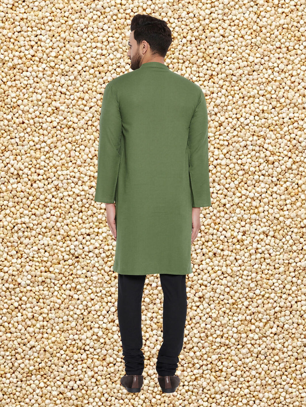 Even Apparels Men's Solid Green Linen Kurta | Grocsy