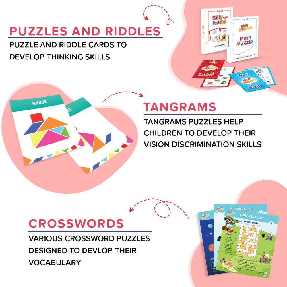 ClassMonitor Brain Development Puzzle Solving Home Learning Educational Kit with Free App with 25 Riddles for kids of Age group 6 - 8 Years | Grocsy