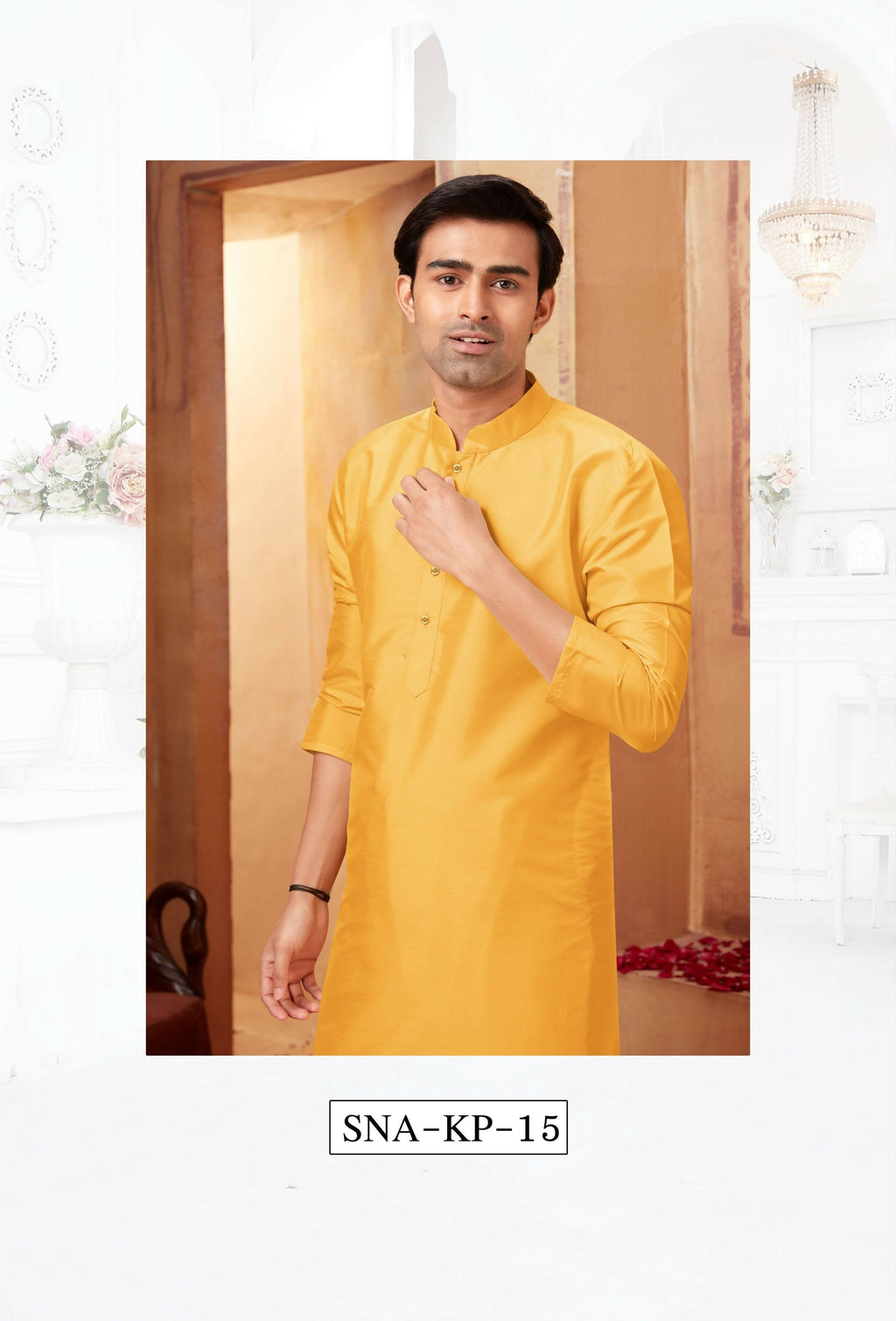 Joban Fashion Yellow Art Silk Kurta Pyjama | Grocsy