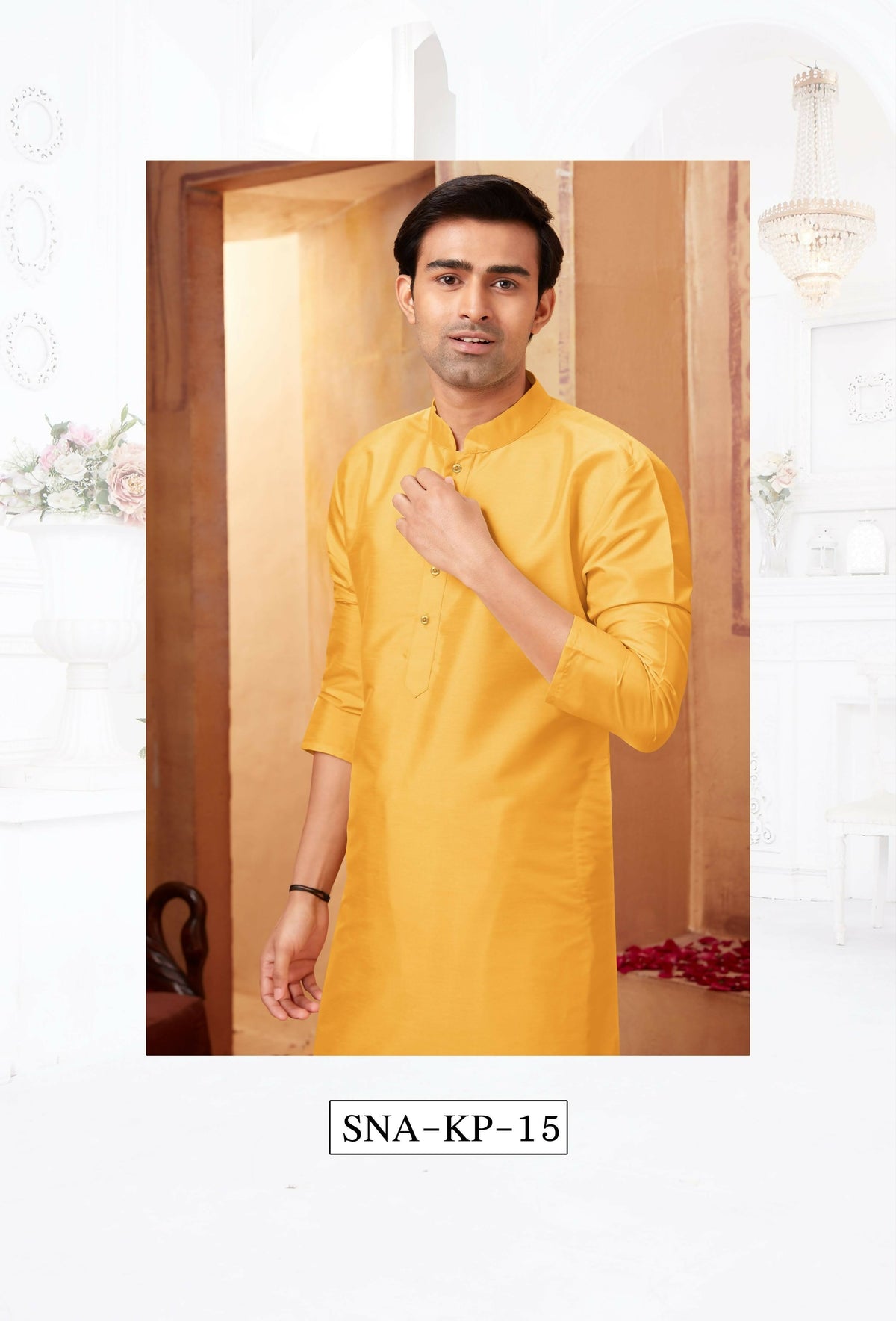 Joban Fashion Yellow Art Silk Kurta Pyjama | Grocsy