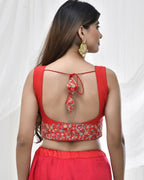 Amodini Designer Studio Red Blouse with Embroidered Waitband | Grocsy