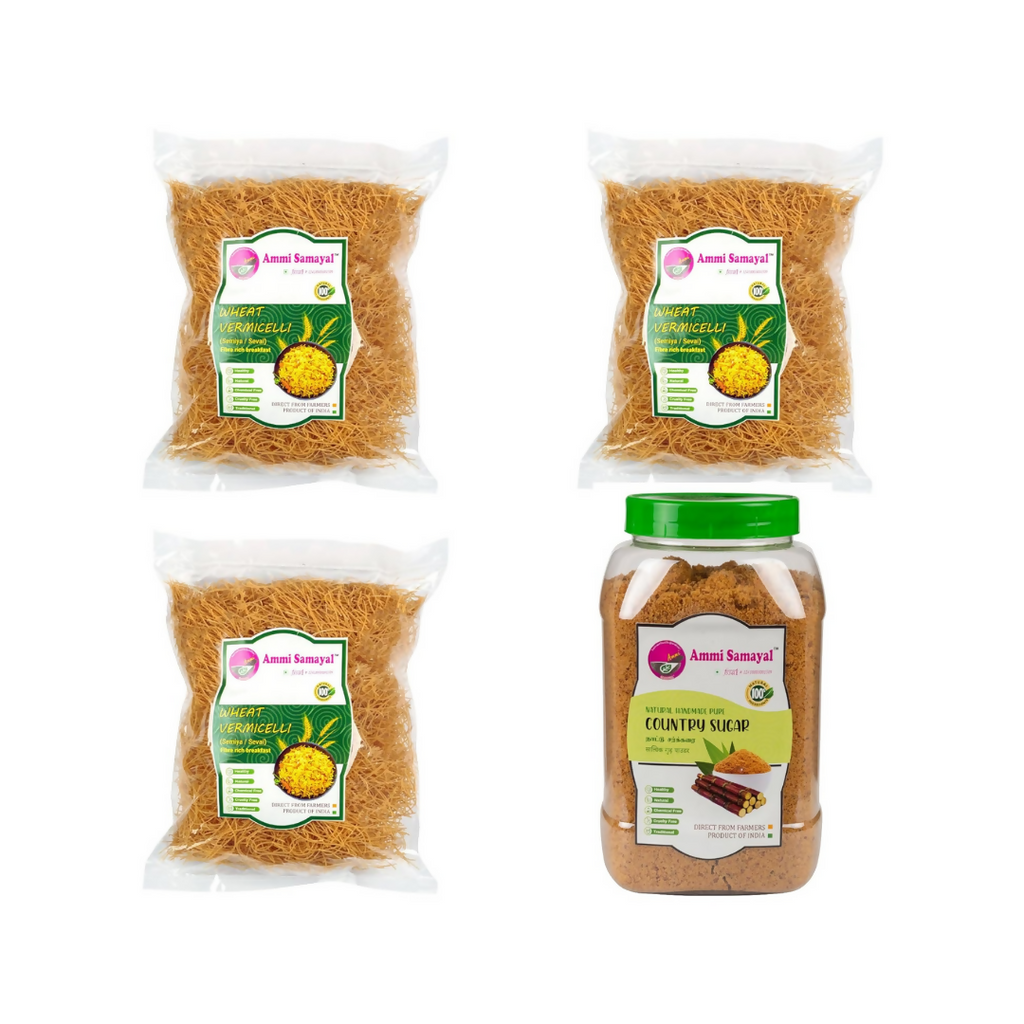Ammi Samayal Wheat Vermicelli (Semiya/Sevai) and Country Sugar Combo | Grocsy